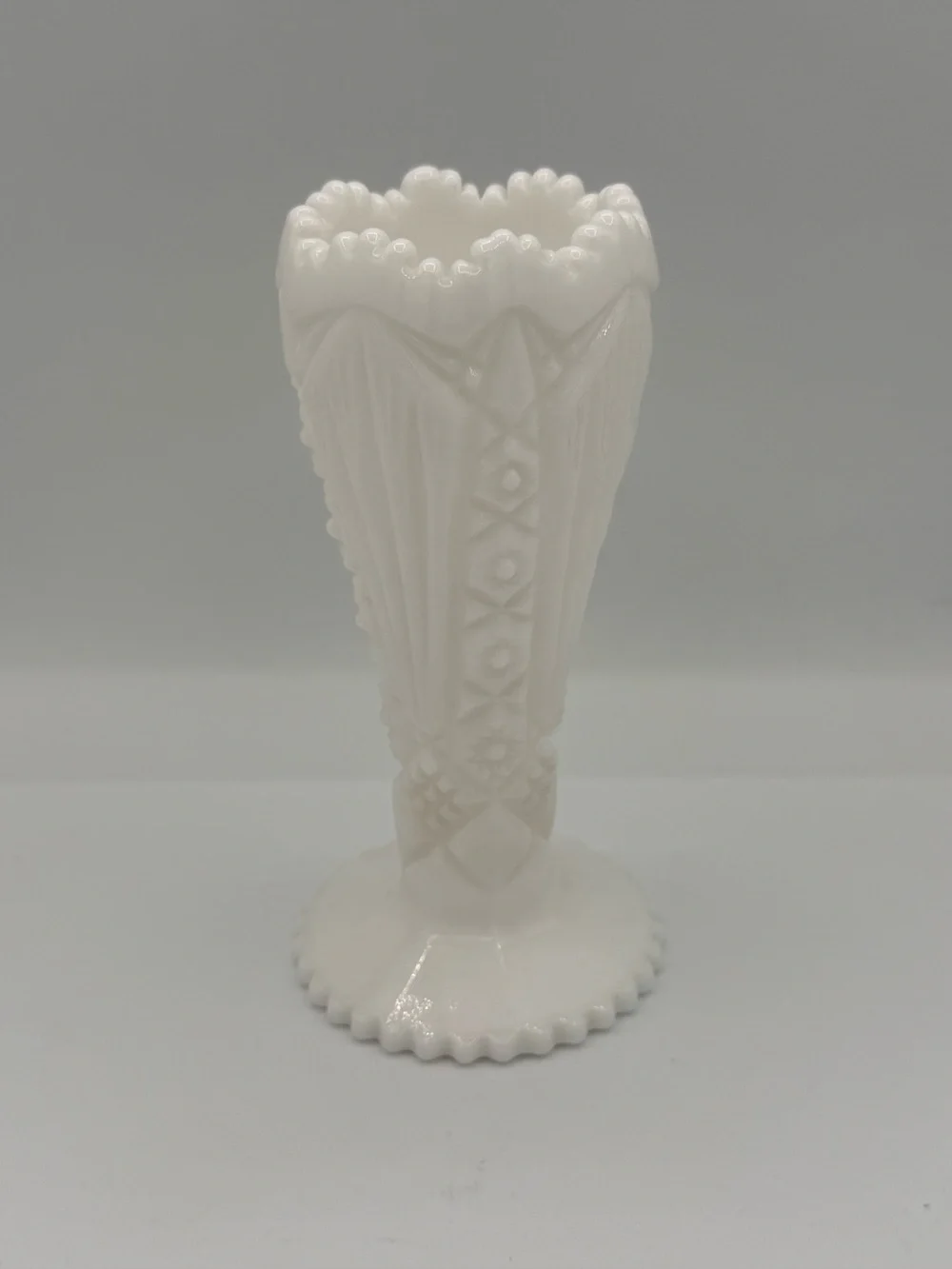 Vintage White Decorative Milk Glass Bud Vase - Jubilee Pattern